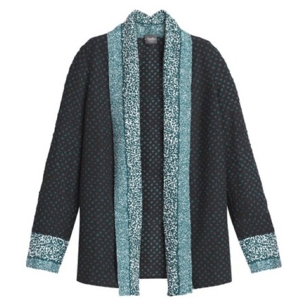 Chicos Travelers Jacket Crushed Printed Wrinkle Free Colorful Artsy Green